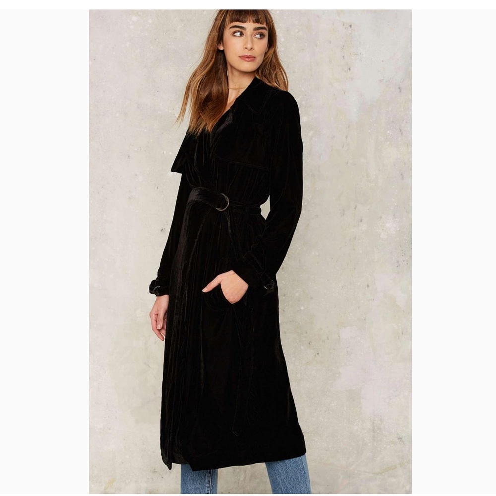 Nasty Gal Mississippi Moon Black Velvet Trench